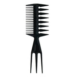 Three-Pronged Large-Tooth Wide-Tooth Textured Comb_Cwmm0914