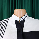 PRINTED PLEATED FASHION TIE CASUAL PLUS SIZE DRESS_CWDSD6160