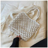 NEW STYLE HOLLOW SHOULDER TASSEL BEACH STRAW BAG_CWAB1862