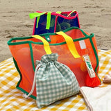 Mesh Contrast Color Beach Travel Storage Bag_Cuab00461