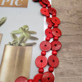 COCONUT SHELL RED MULTI LAYER BEAD VINTAGE NECKLACE_CWMM4571