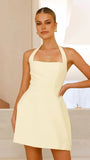 Solid Color Fashion Casual Halter Short Dress