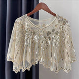 LACE SEQUIN SHAWL EVENING PARTY DRESS COVER_CWMM8954