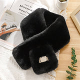 SMILEY FAUX RABBIT FUR SCARF COZY WINTER WRAP_CWASC1250