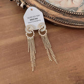 PEARL DOUBLE RING TASSEL EARRINGS_CWAJE1296