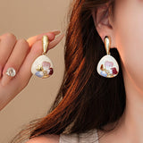 RETRO WATER DROP FLOWER PERSONALIZED EARRINGS_CWAJE2337