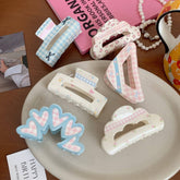 CUTE ACRYLIC FLORAL PLAID BOW HAIR CLIP SHARK CLIP_CWAHA2632