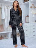 Two-Piece Long Sleeve Deep V-Neck Loungewear Set