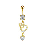 NEW HEART CZ DANGLE NAVEL RING PIERCING JEWELRY_CWMM9375