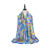 RAINBOW FLORAL SATIN SCARF SUMMER SUNPROOF WRAP_CWASC0673
