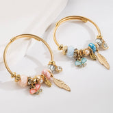 BEADED STEEL BRACELET WITH LEAF BUTTERFLY_CWMM8618