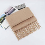 THICK MOHAIR SCARF WINTER TASSEL WRAP FOR WOMEN_CWASC1099
