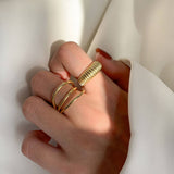 NEW GEOMETRIC OPEN RING 2 PIECE SET_CWAJE1991