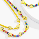 COLD GEOMETRIC COLOR SMILEY FACE NECKLACE_CWAJE1481