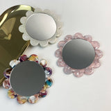 FLORAL HANDHELD ROUND MIRROR PORTABLE MAKEUP MIRROR_CWMM6390