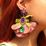 HANDMADE FLORAL FABRIC EARRINGS ELEGANT WOMANS_CWMM6173