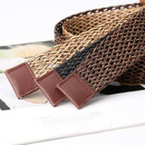 Cwabe0932_Fashionable Braided Wooden Buckle Belt