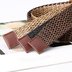 Cwabe0932_Fashionable Braided Wooden Buckle Belt