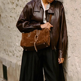 Suede T Vel Bag Vintage Boston Shoulder Purse_Cwab5330