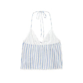 STRIPED HALTER TIE CAMI WITH LACE PATCHWORK_CWTHT0250