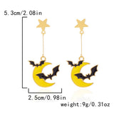 PUMPKIN SKULL BAT FUNNY HALLOWEEN EARRINGS_CWAJE2429