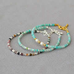 Tourmaline Pearl Hand-Beaded Bracelet