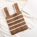 STRIPE PRINT CROCHET TOTE BAG MINI CLUTCH PURSE_CWAB0881