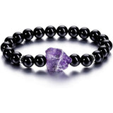 Cwaje3876_Amethyst Irregular Raw Stone Beads Bracelet