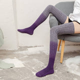 AUTUMN AND WINTER GRADIENT LONG OVER THE KNEE SOCKS_CWMS0863
