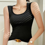 BASIC COTTON CAMISOLE TANK TOPS WITH BUILT IN BRA_CWTTK0795