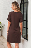 Solid-Color Hollowed-Out Lace Round-Neck Dress