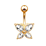 SILVER STAINLESS STEEL BUTTERFLY NAVEL RING_CWMM9384