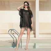 PLUS SIZE CHIFFON TASSEL BEACH COVER UP_CWMM6150