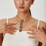 Vintage Square Zodiac Necklace With Enamel_Cwmm8840