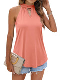 Waistcoat Halter Top Keyhole Sleeveless Shirt
