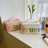 NEW FASHION CREATIVE LETTER FLAT PU COSMETIC BAG_CWAB4449