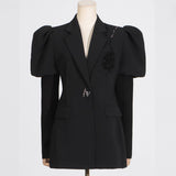 PUFF SLEEVE BLAZER SINGLE BUTTON SPRING STYLE_CWOCO1232