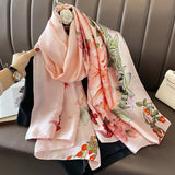 ELEGANT PRINTED LONG SILK SCARF FASHIONABLE WRAP_CWASC0517