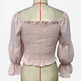 Solid Color Korean-Style Flared Sleeves Shirt