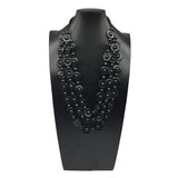HAND WOVEN COCONUT SHELL WOOD ROUND BEAD NECKLACE_CWMM4555