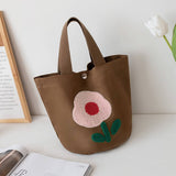 EMBROIDERED CANVAS LUNCH TOTE BAG FOR WOMEN_CWAB5596