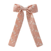 Childrens Ribbon Bow Embroidered Hairpin