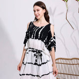 RAYON TIE DYE OFF SHOULDER BEACH COVER UP_CWMM6152