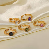 Zircon Inlay Rings Adjustable Titani Steel Rings_Cwaje1238