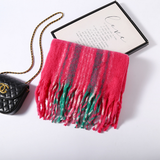 FAUX CASHMERE PLAID SCARF THICK FRINGED WRAP_CWASC2698