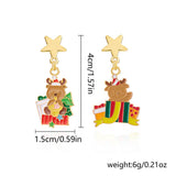 ASYMMETRIC OIL PAINTED CHRISTMAS EARRINGS_CWAJE2391