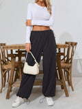 Stretched-Waist Wide-Leg Sportswear Pants