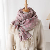 CLASSIC CHECKERED SHAWL SCARF WITH SOFT TASSELS_CWASC2766