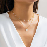 SIMPLE IMITATION PEARL BEADED FLOWER NECKLACE_CWAJE1133