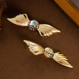 ANGELS WINGS ABALONE SILVER NEEDLE EARRINGS_CWMM4337